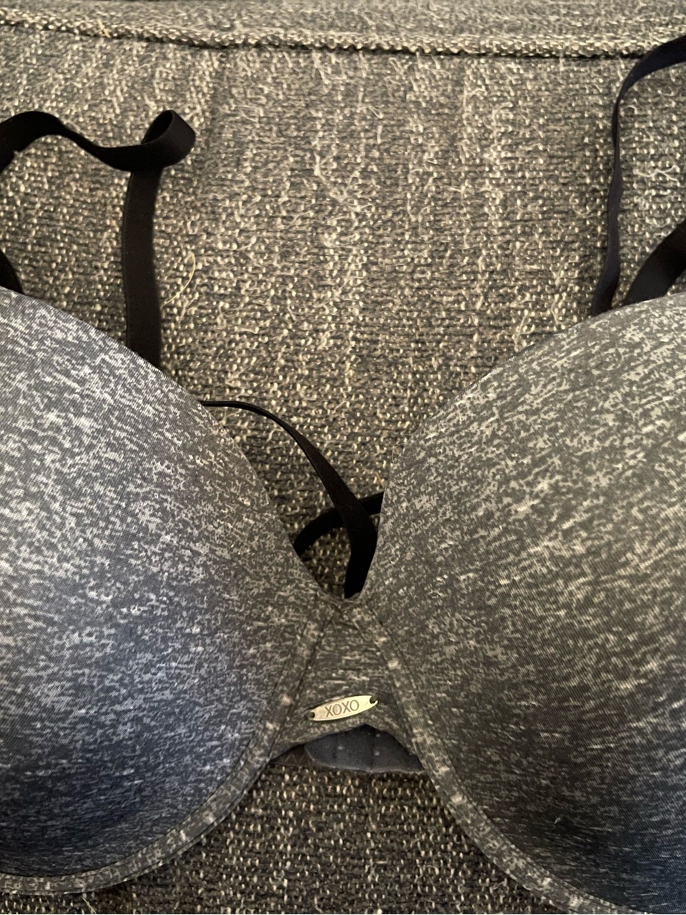 XOXO Gray Heather Supportive Bra with sexy Straps